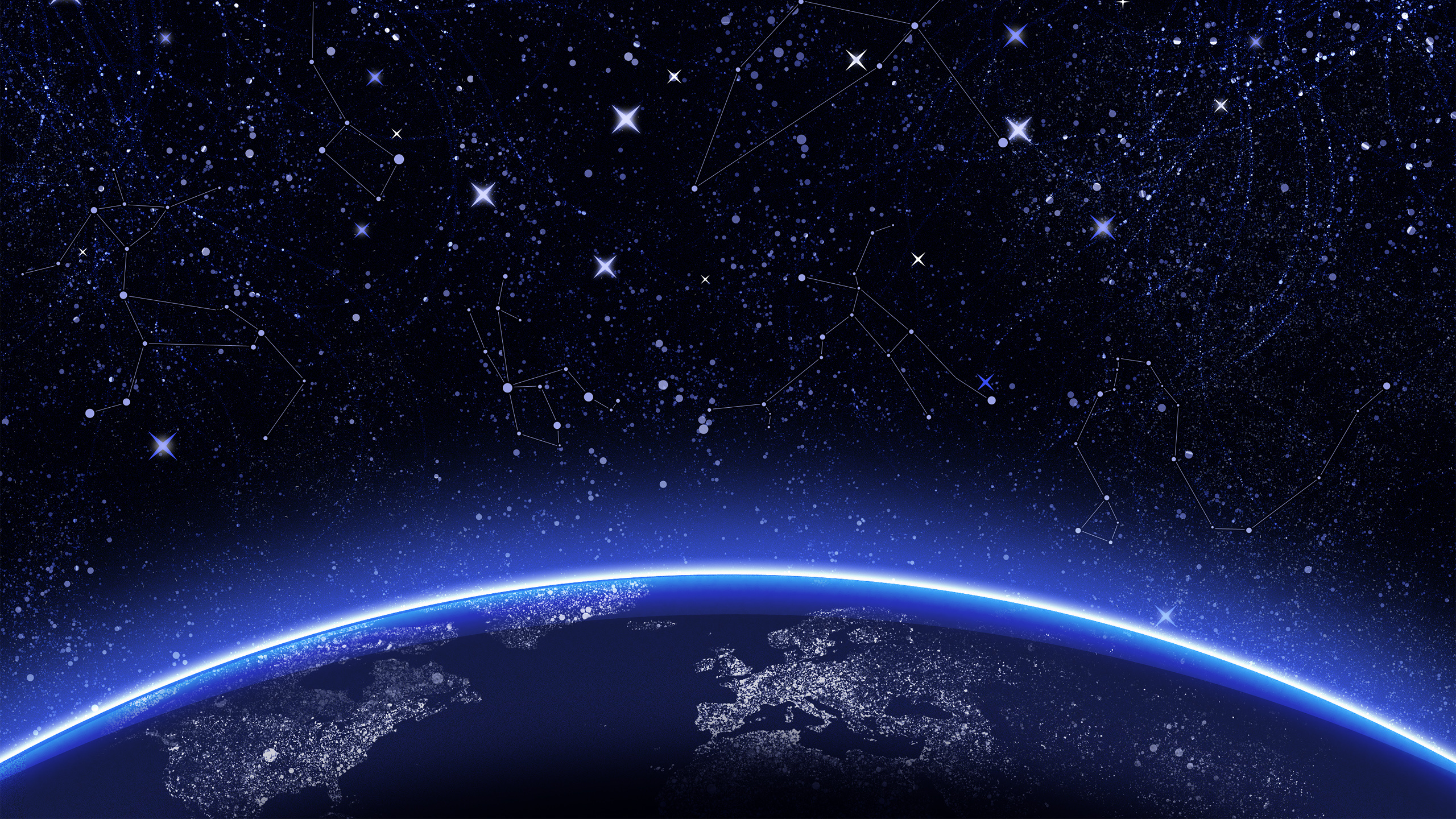 Luz Azul y Blanca en Galaxia en Blanco y Negro. Wallpaper in 2560x1440 Resolution