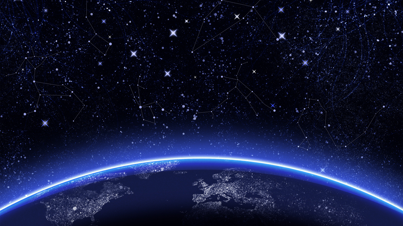 Blaues Und Weißes Licht in Der Schwarz-weißen Galaxie. Wallpaper in 1366x768 Resolution