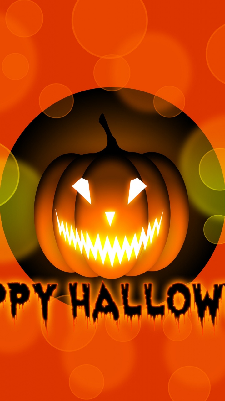 Orange, Pumpkin, Graphics, Calabaza, Happy Halloween. Wallpaper in 720x1280 Resolution