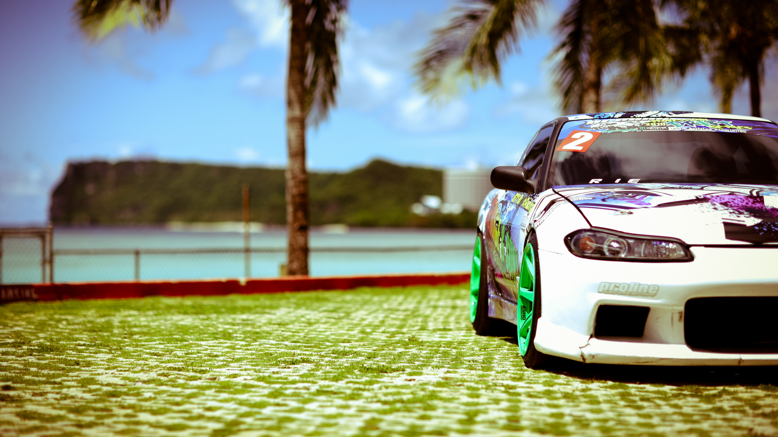 White and Green Porsche 911 on Green Grass Field During Daytime. Wallpaper in 2560x1440 Resolution