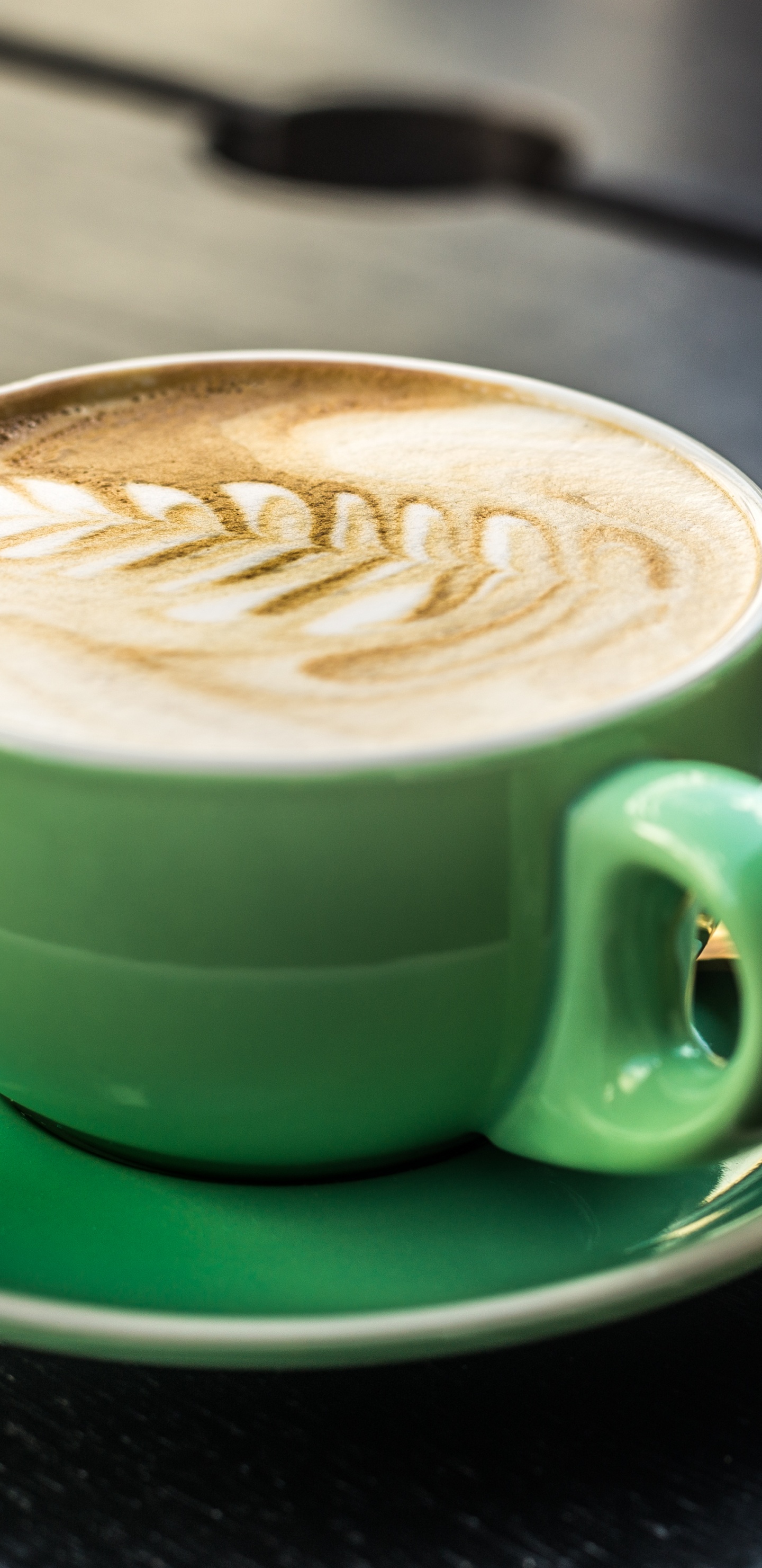 Green Ceramic Mug With Coffee. Wallpaper in 1440x2960 Resolution