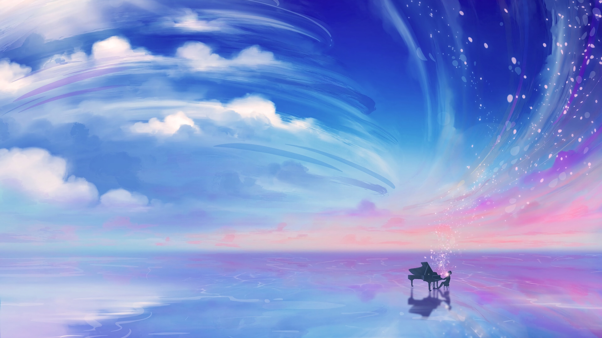 Maison Blanche et Noire Sur Plan D'eau Sous Ciel Bleu. Wallpaper in 1920x1080 Resolution