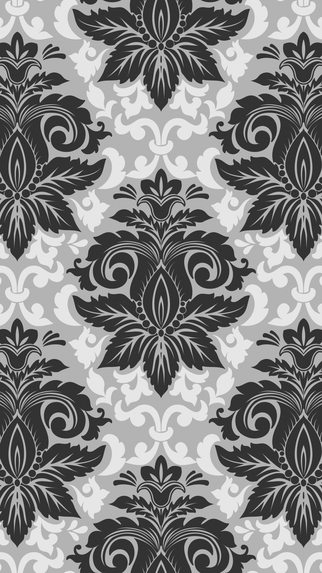 Schwarz-weißes Florales Textil. Wallpaper in 1080x1920 Resolution