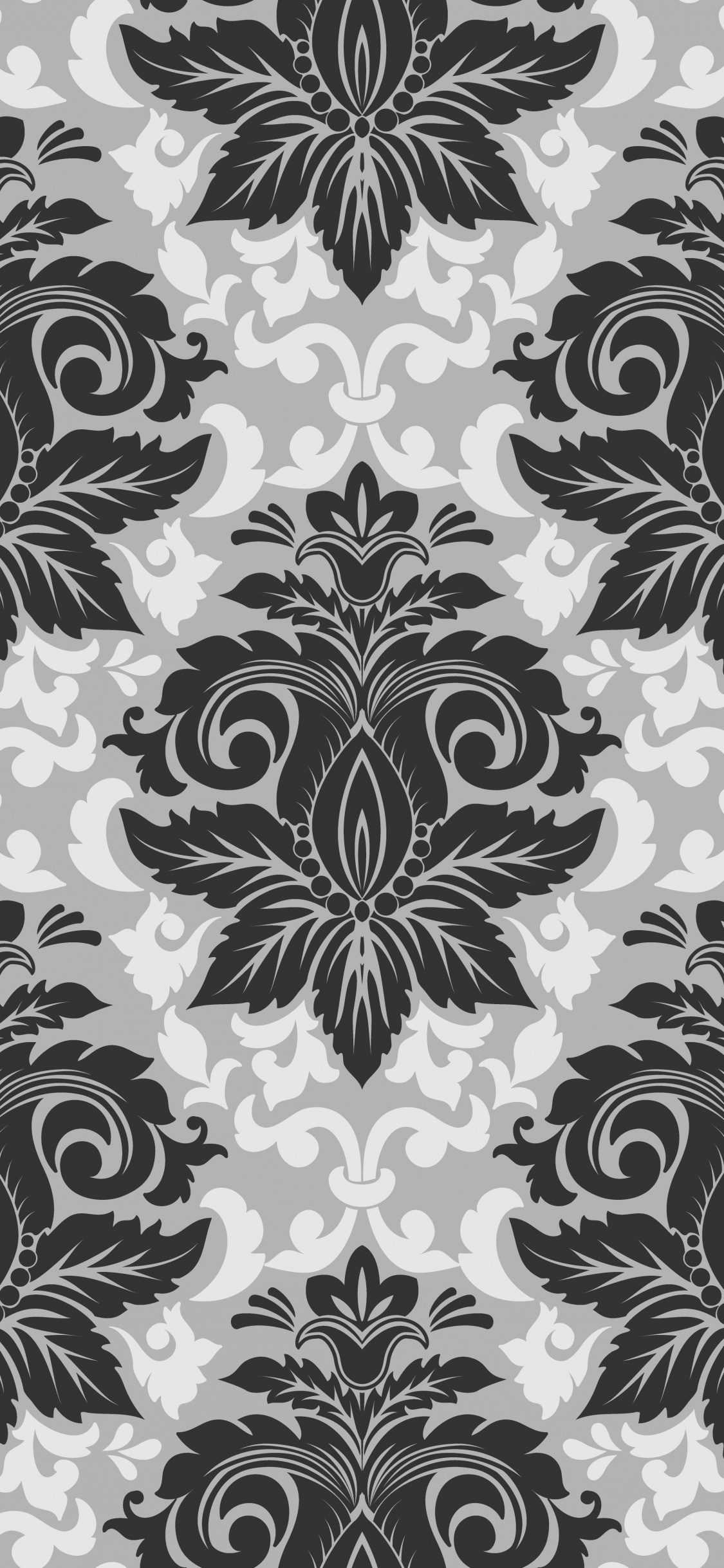 Schwarz-weißes Florales Textil. Wallpaper in 1125x2436 Resolution