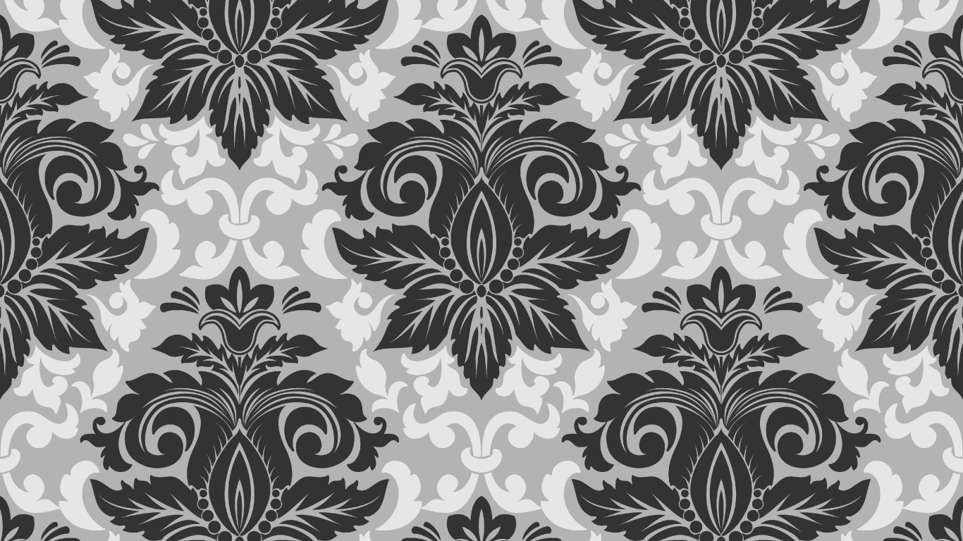 Schwarz-weißes Florales Textil. Wallpaper in 1366x768 Resolution