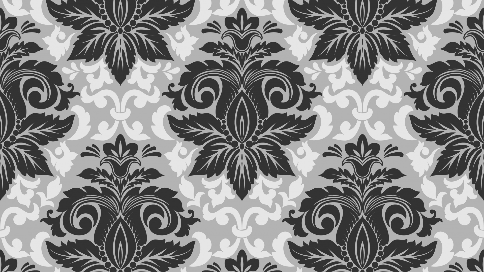 Schwarz-weißes Florales Textil. Wallpaper in 1920x1080 Resolution