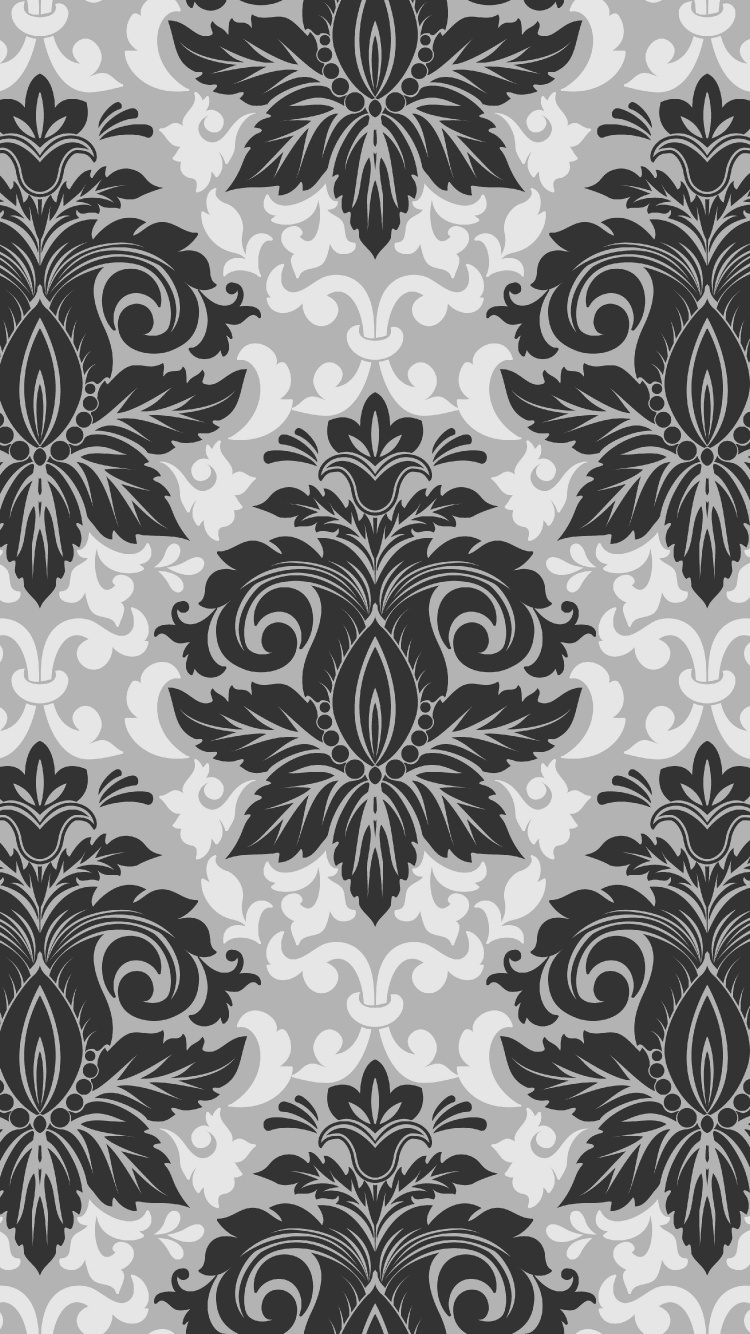 Schwarz-weißes Florales Textil. Wallpaper in 750x1334 Resolution