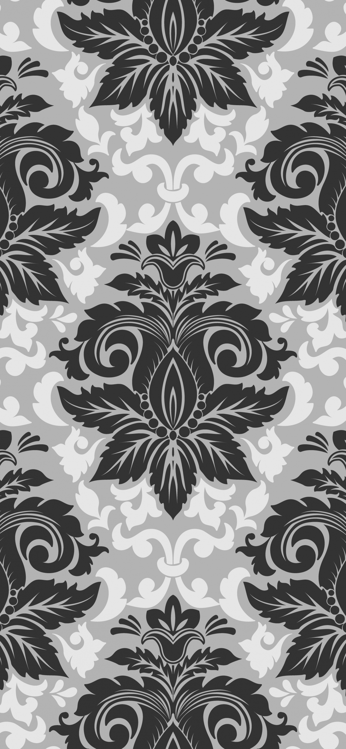 Black and White Floral Textile. Wallpaper in 1125x2436 Resolution