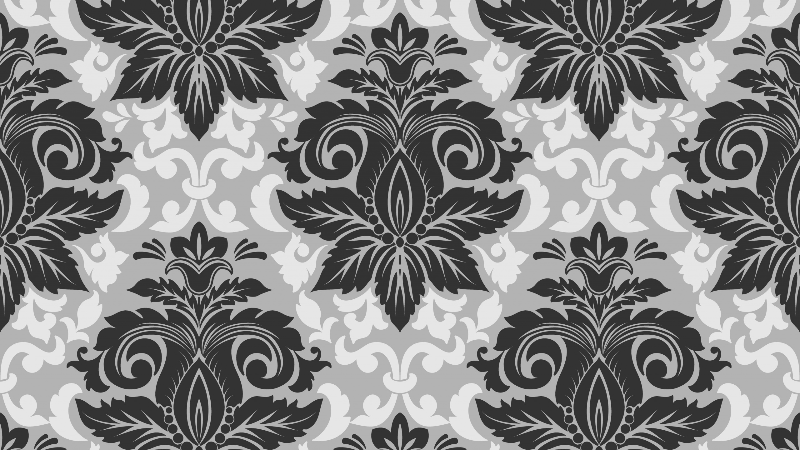 Black and White Floral Textile. Wallpaper in 2560x1440 Resolution