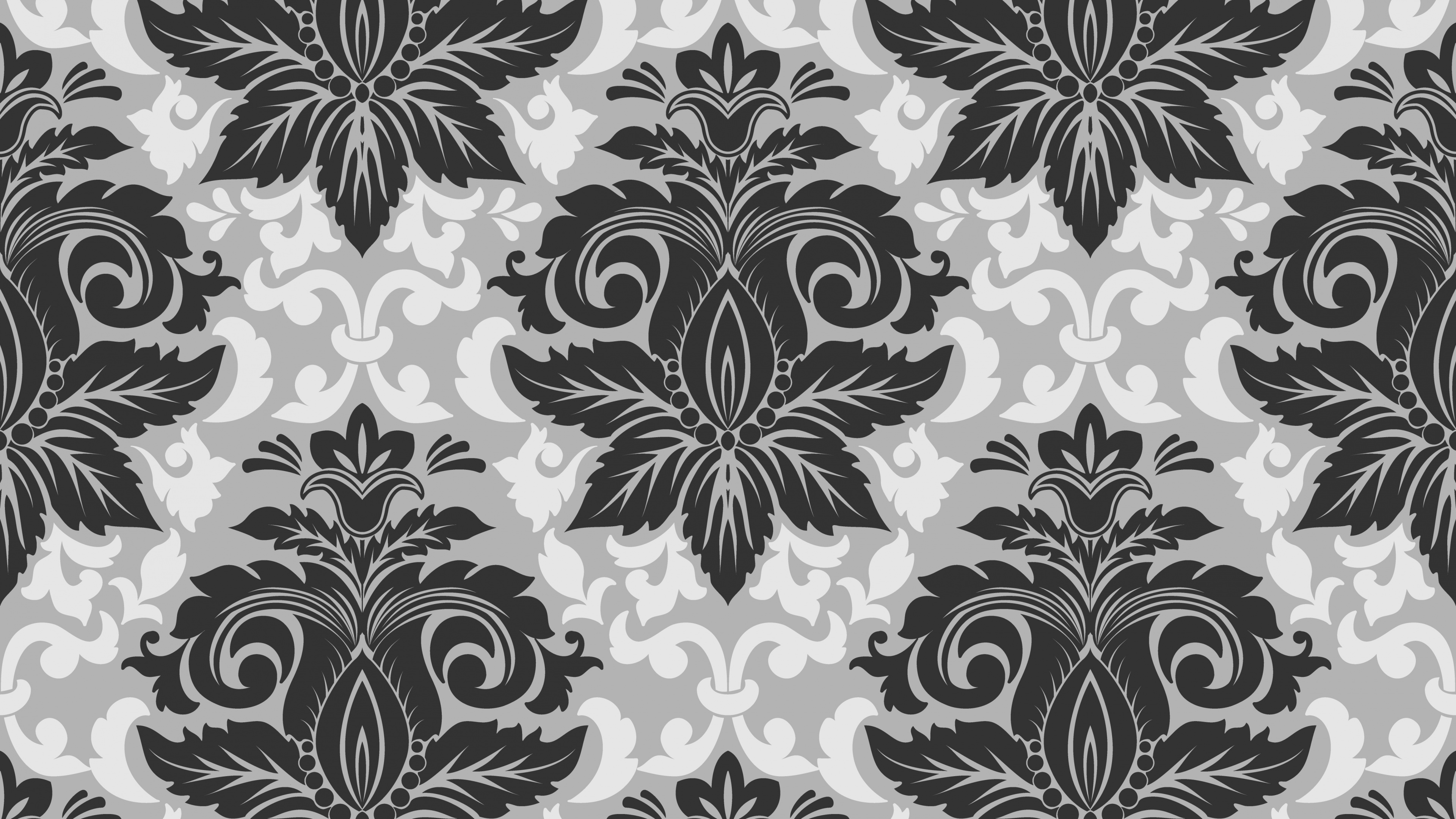 Black and White Floral Textile. Wallpaper in 3840x2160 Resolution