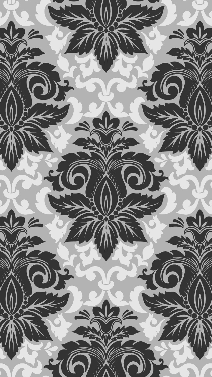 Black and White Floral Textile. Wallpaper in 720x1280 Resolution