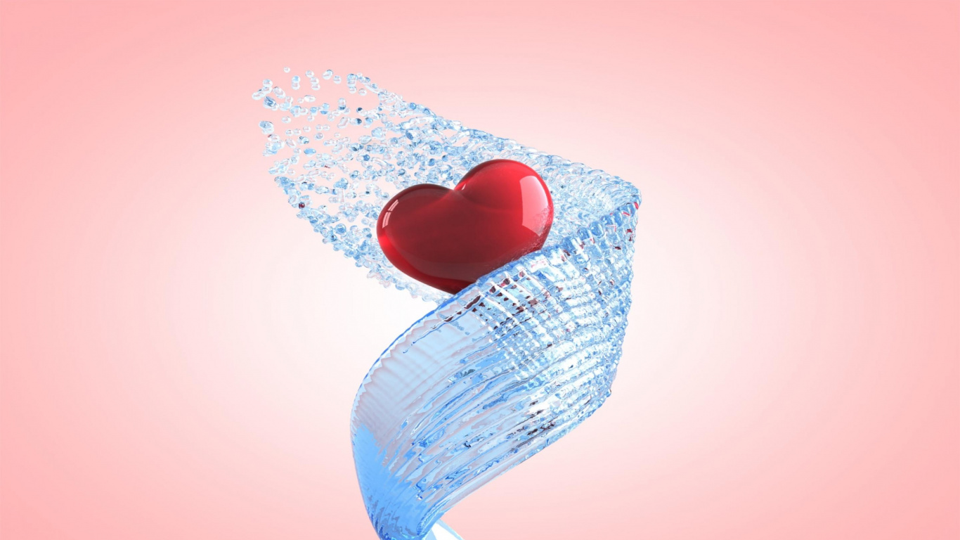 Heart, Love, Water, Valentines Day, God. Wallpaper in 1366x768 Resolution