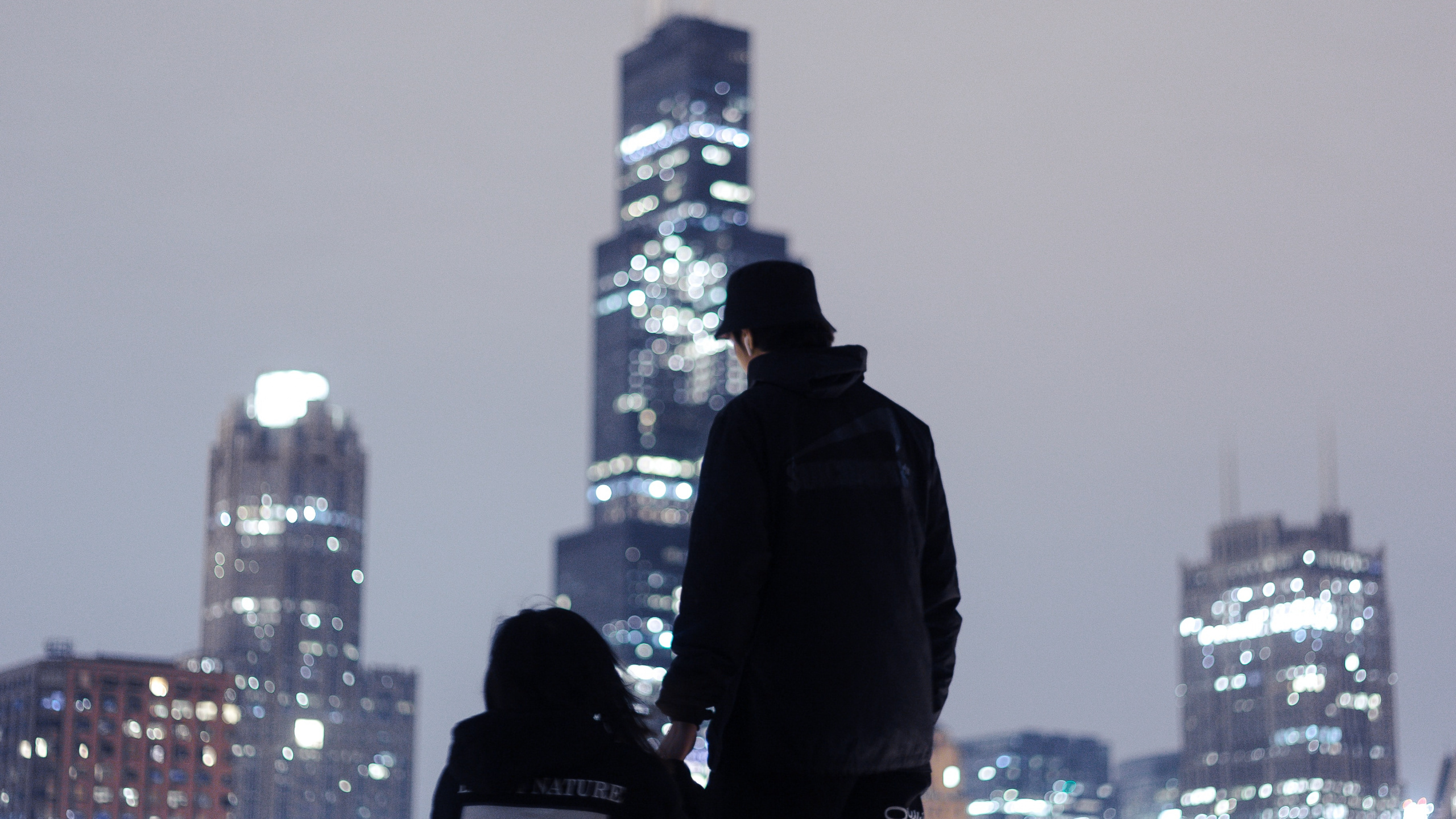 里程碑, 剪影, 黑色的, 城市, 白色 壁纸 2560x1440 允许