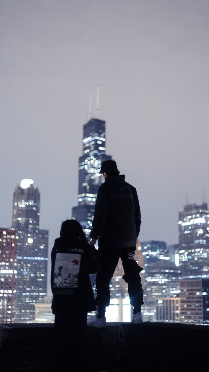 里程碑, 剪影, 黑色的, 城市, 白色 壁纸 720x1280 允许