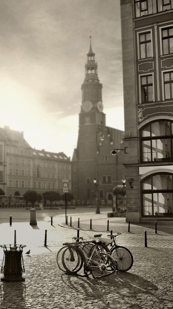 Grayscale Photo of City Buildings. Wallpaper in 720x1280 Resolution