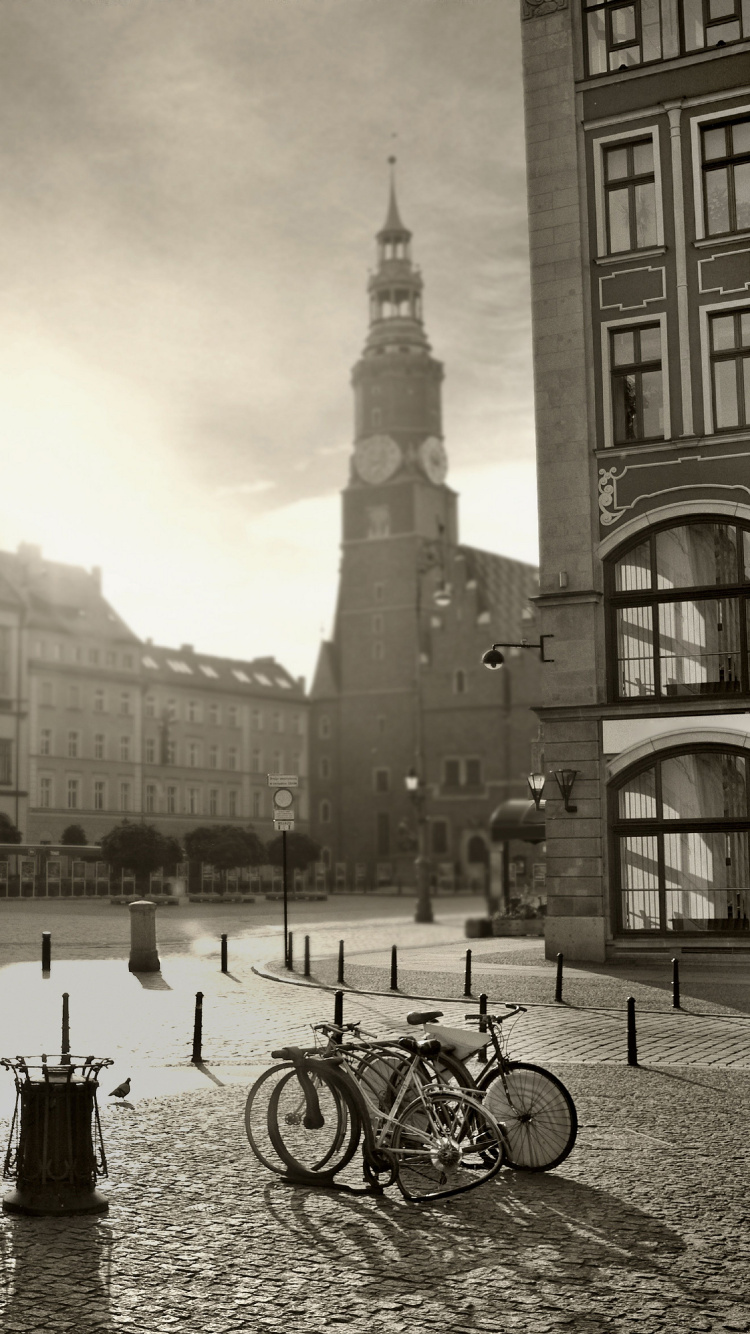 Grayscale Photo of City Buildings. Wallpaper in 750x1334 Resolution