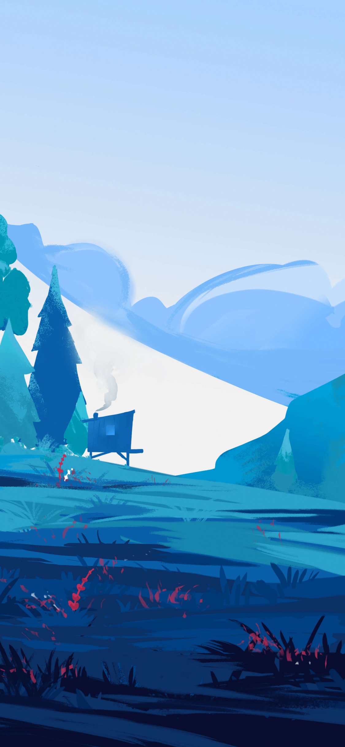 Natural Landscape, Slope, Ice Cap, Paint, Freezing. Wallpaper in 1125x2436 Resolution