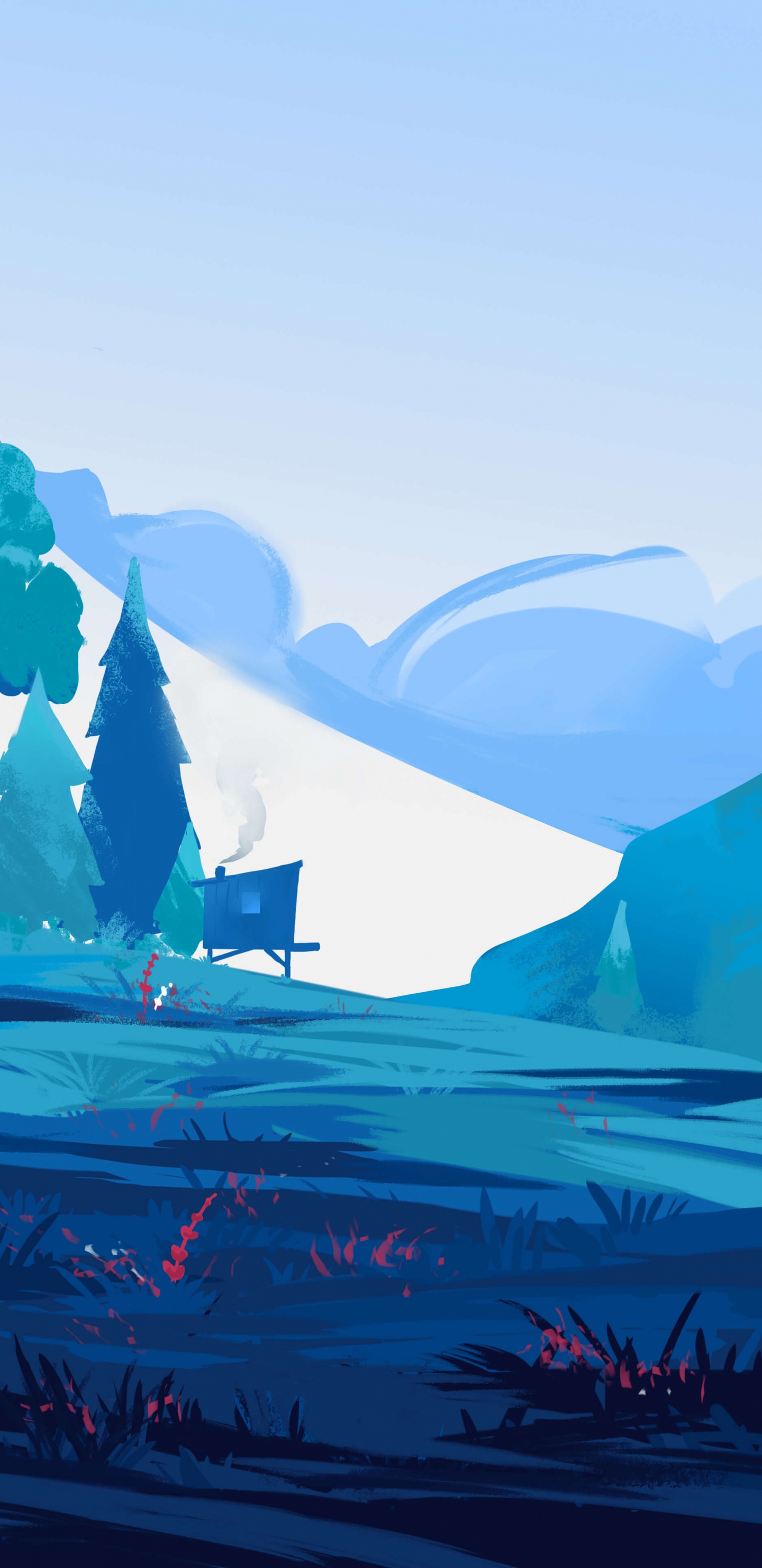 Paysage Naturel, Pente, Calotte de Glace, Peinture, Congélation. Wallpaper in 1440x2960 Resolution