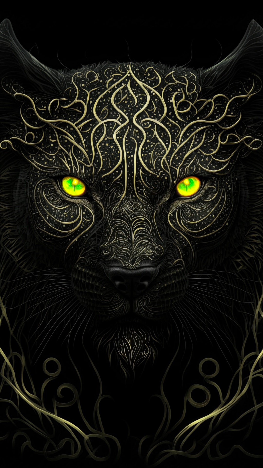 Panthera, Carnivore, Kunst, Felidae, Backenbart. Wallpaper in 1080x1920 Resolution