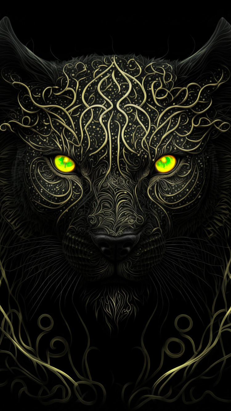 Panthera, Carnívoro, Arte, Felidae, Simetría. Wallpaper in 750x1334 Resolution