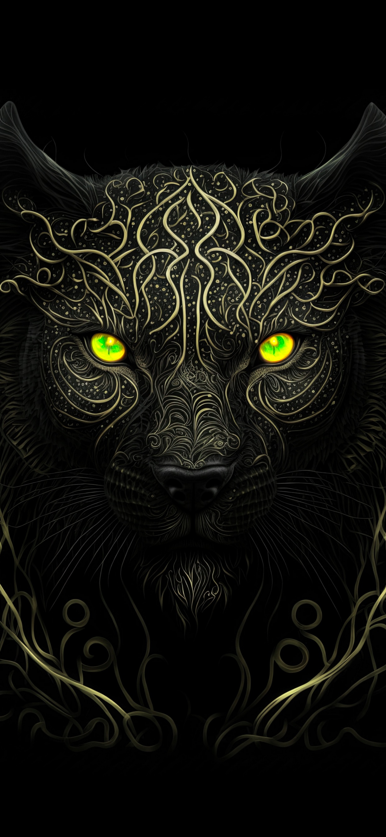 Panthera, Obscurité, Carnivores, Art, Felidae. Wallpaper in 1242x2688 Resolution