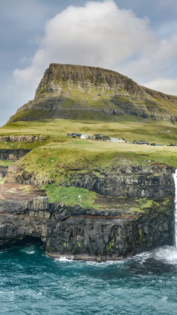 Cascade de Mlafossur, Cascade, Islande, Nature, Falaise. Wallpaper in 750x1334 Resolution