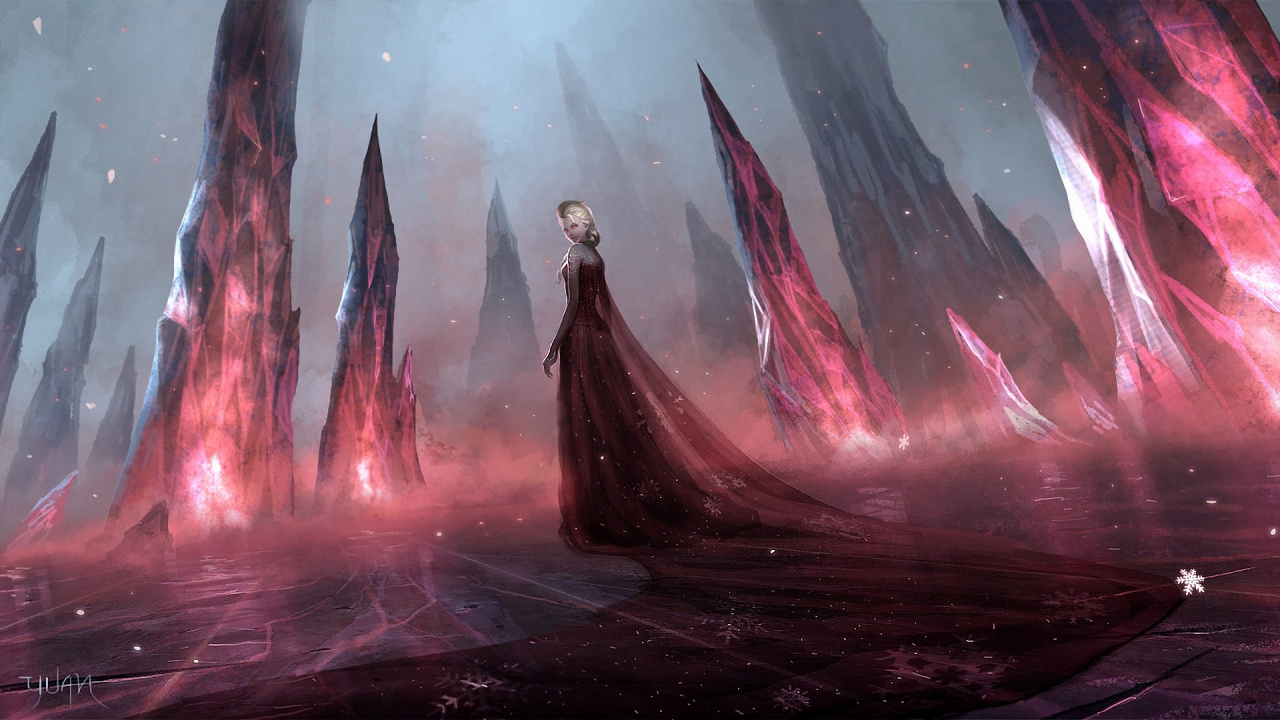 Elsa, Anna, Frozen, Art, Space. Wallpaper in 1280x720 Resolution