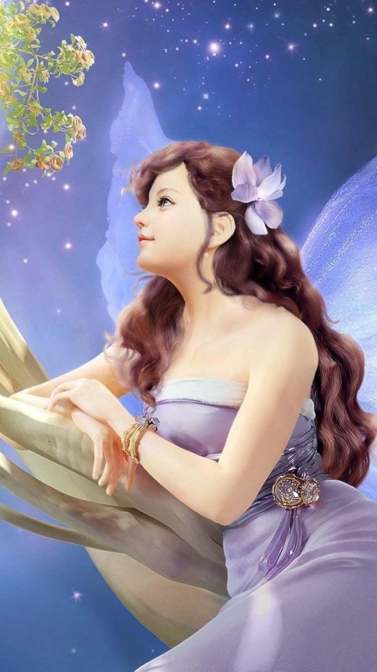 Mujer en Vestido Blanco Con Alas Blancas Ilustración. Wallpaper in 750x1334 Resolution