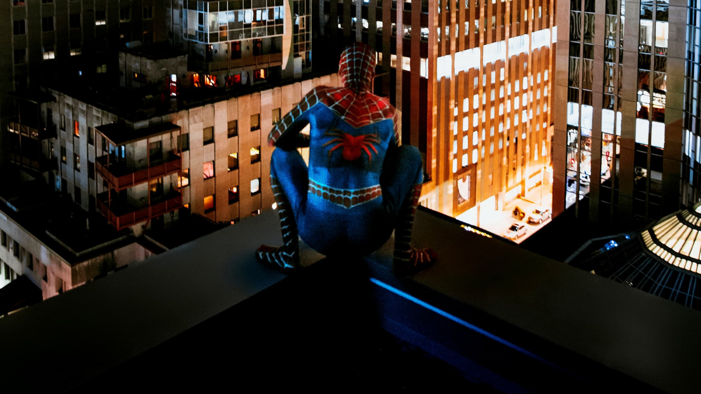 Spider-man, Edificio, Superhéroe, Marvel Comics, Marvel. Wallpaper in 1366x768 Resolution