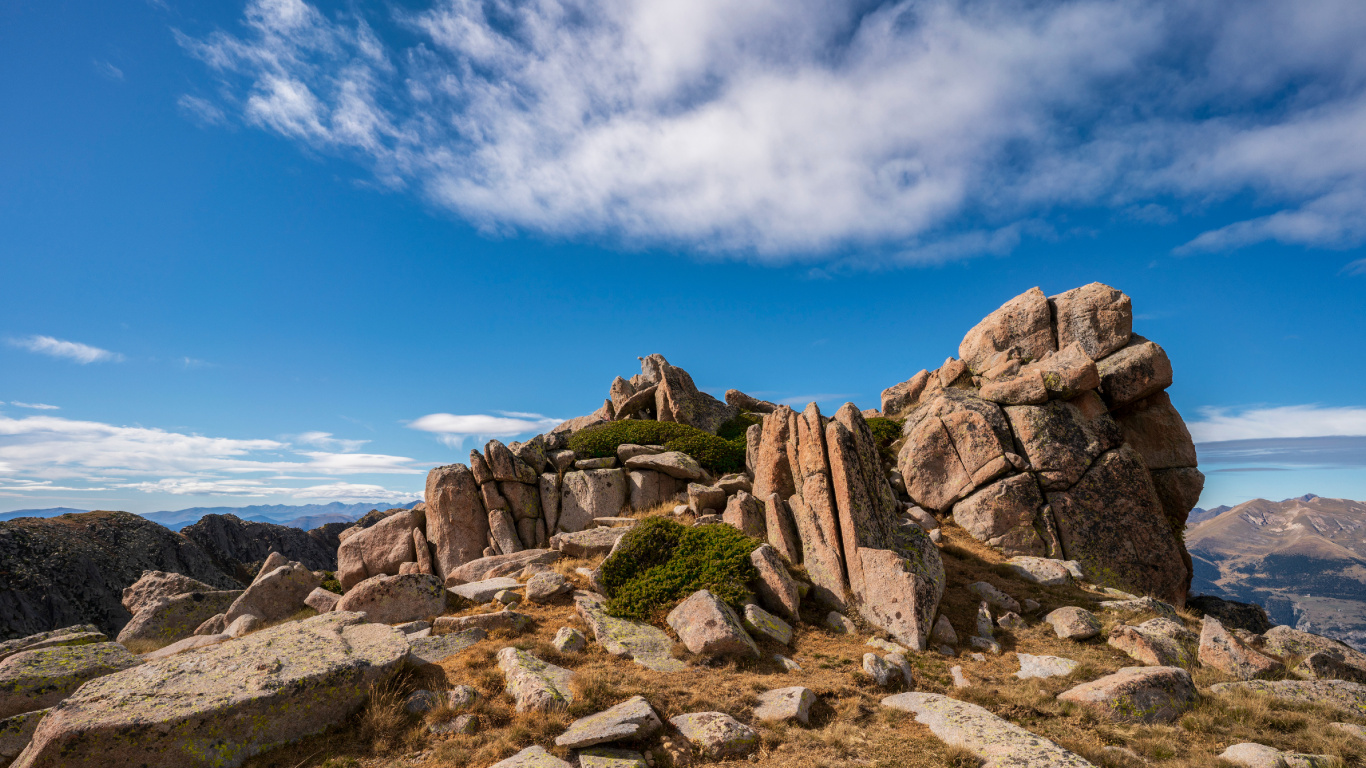 Cloud, Plant, Mountain, Bedrock, Natural Landscape. Wallpaper in 1366x768 Resolution