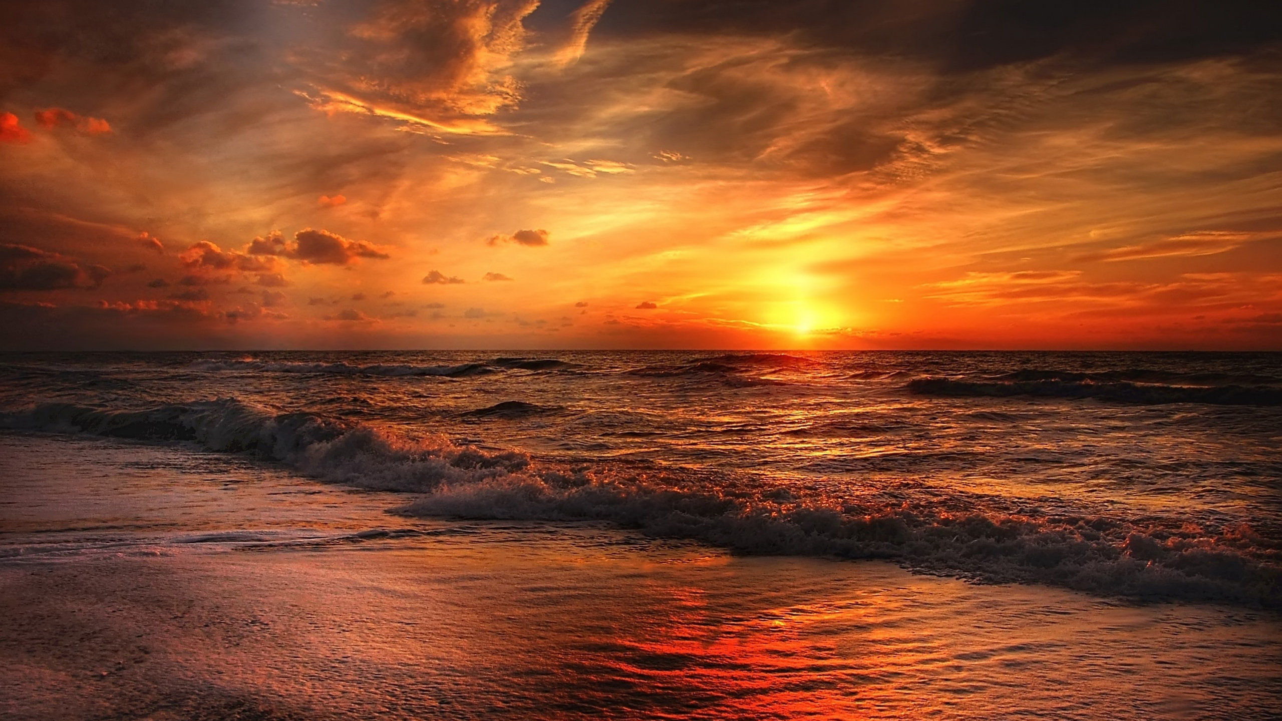 la Plage de Coucher du Soleil, Plage, Coucher De Soleil Plage, Horizon, Nature. Wallpaper in 2560x1440 Resolution