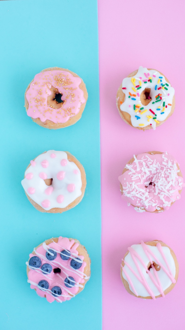 甜甜圈, 甜点, 洒, 粉红色, 品红色 壁纸 720x1280 允许