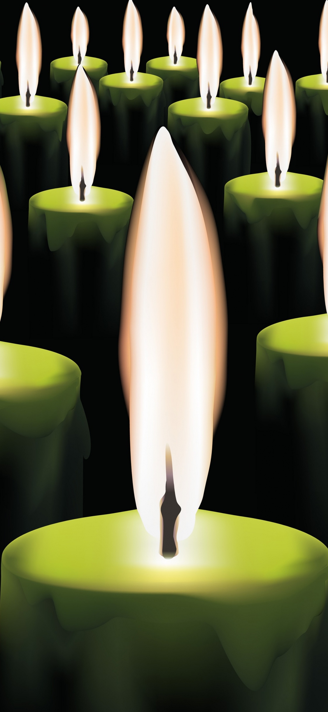 Brennende Kerzen, Kerze, Flamme, Licht, Wachs. Wallpaper in 1125x2436 Resolution