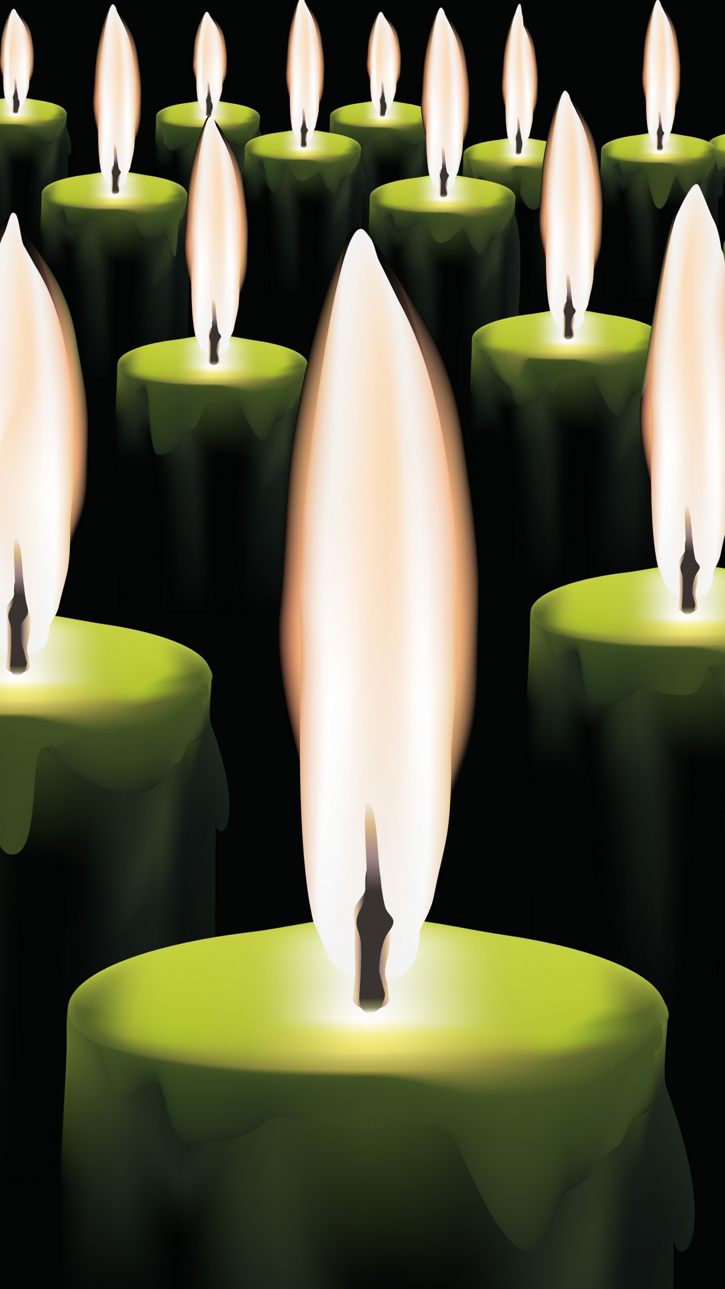 Brennende Kerzen, Kerze, Flamme, Licht, Wachs. Wallpaper in 1440x2560 Resolution