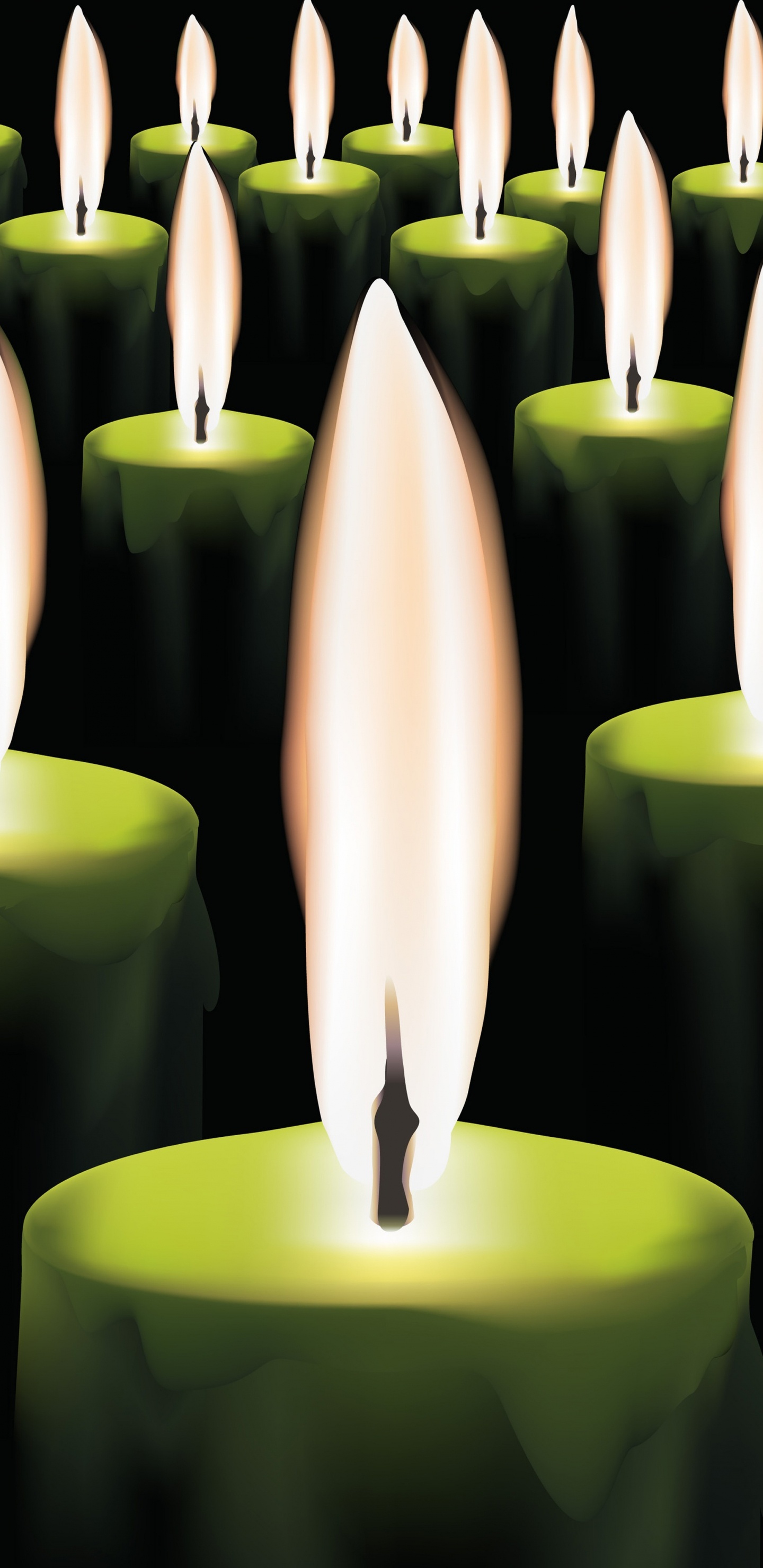 Brennende Kerzen, Kerze, Flamme, Licht, Wachs. Wallpaper in 1440x2960 Resolution