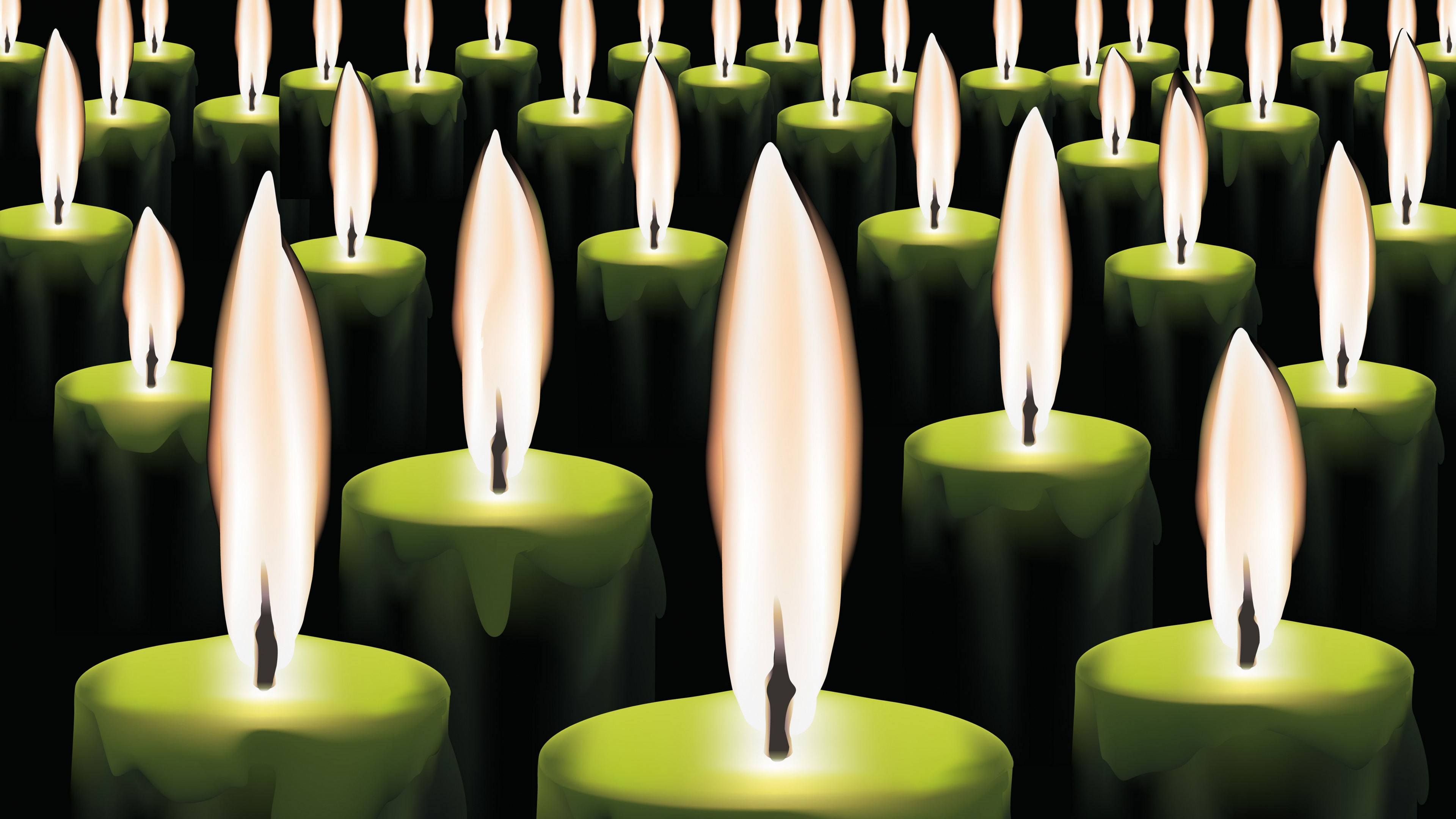 Brennende Kerzen, Kerze, Flamme, Licht, Wachs. Wallpaper in 3840x2160 Resolution