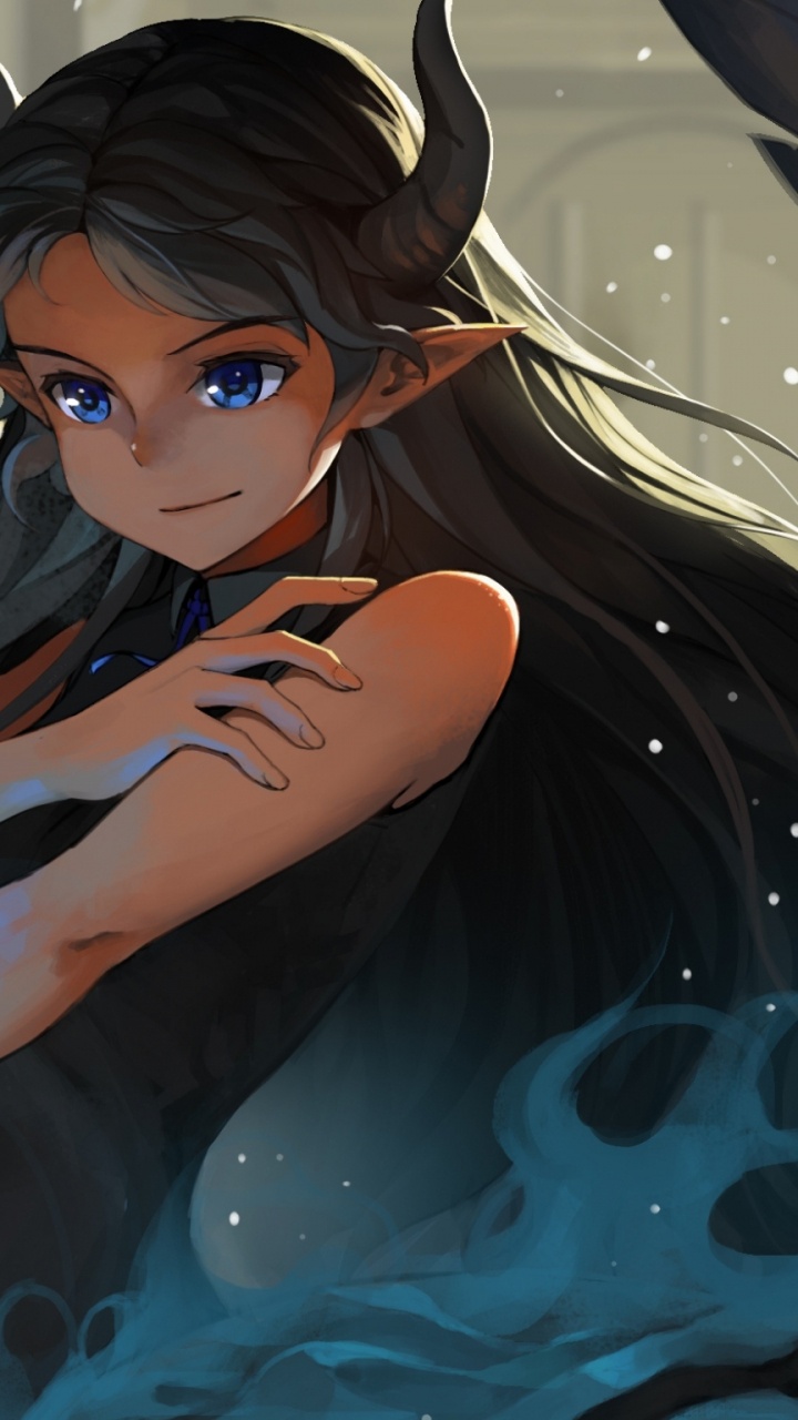 Schwarzhaarige Frau Anime-Figur. Wallpaper in 720x1280 Resolution