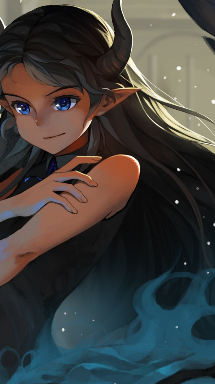 Personaje de Anime de Mujer de Pelo Negro. Wallpaper in 750x1334 Resolution