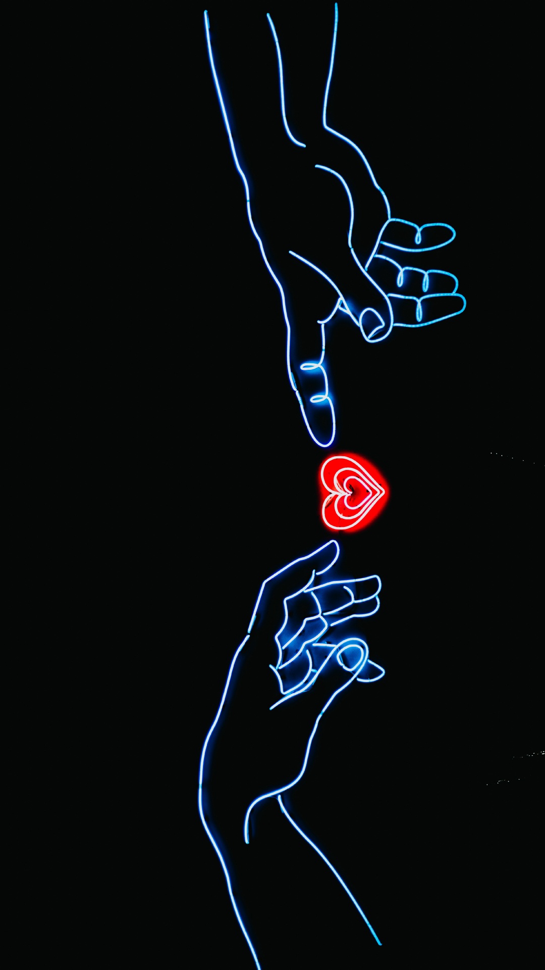 Neon Finger Heart, Finger Heart, Hand Heart, Heart, Human Body. Wallpaper in 1080x1920 Resolution