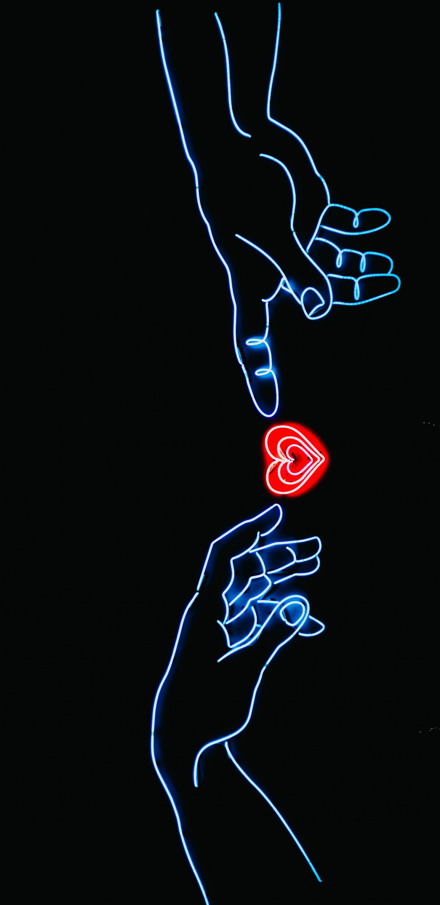 Neon Finger Heart, Finger Heart, Hand Heart, Heart, Human Body. Wallpaper in 1440x2960 Resolution