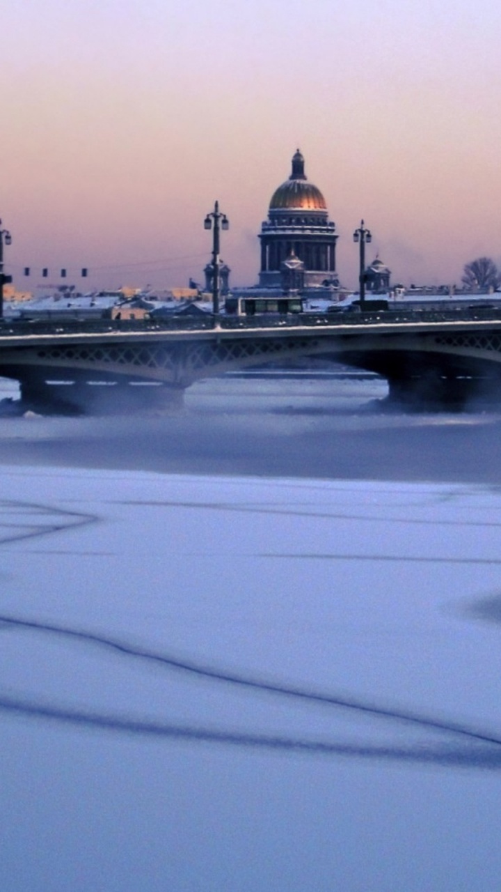 瓦河, 冬天, 城市, 冻结, 早上 壁纸 720x1280 允许