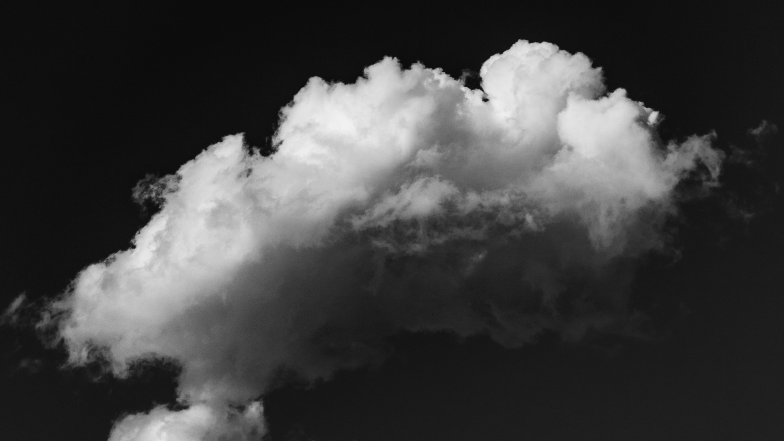 Black and White, Cloud, White, Cumulus, Black. Wallpaper in 2560x1440 Resolution