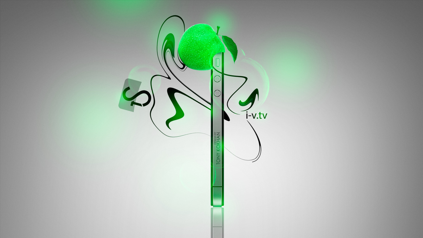 Illustration de Fleur Violette et Verte. Wallpaper in 1366x768 Resolution