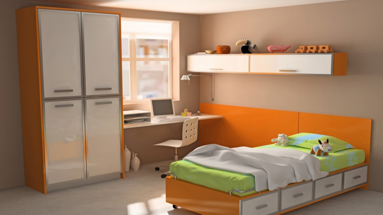 Weißer Und Brauner Holzschrank. Wallpaper in 1280x720 Resolution