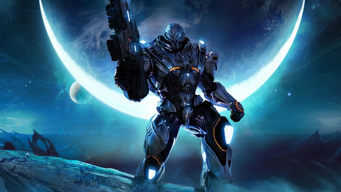 pc Game, Mecha, Darkness, Halo Reach, Halo 3. Wallpaper in 1366x768 Resolution