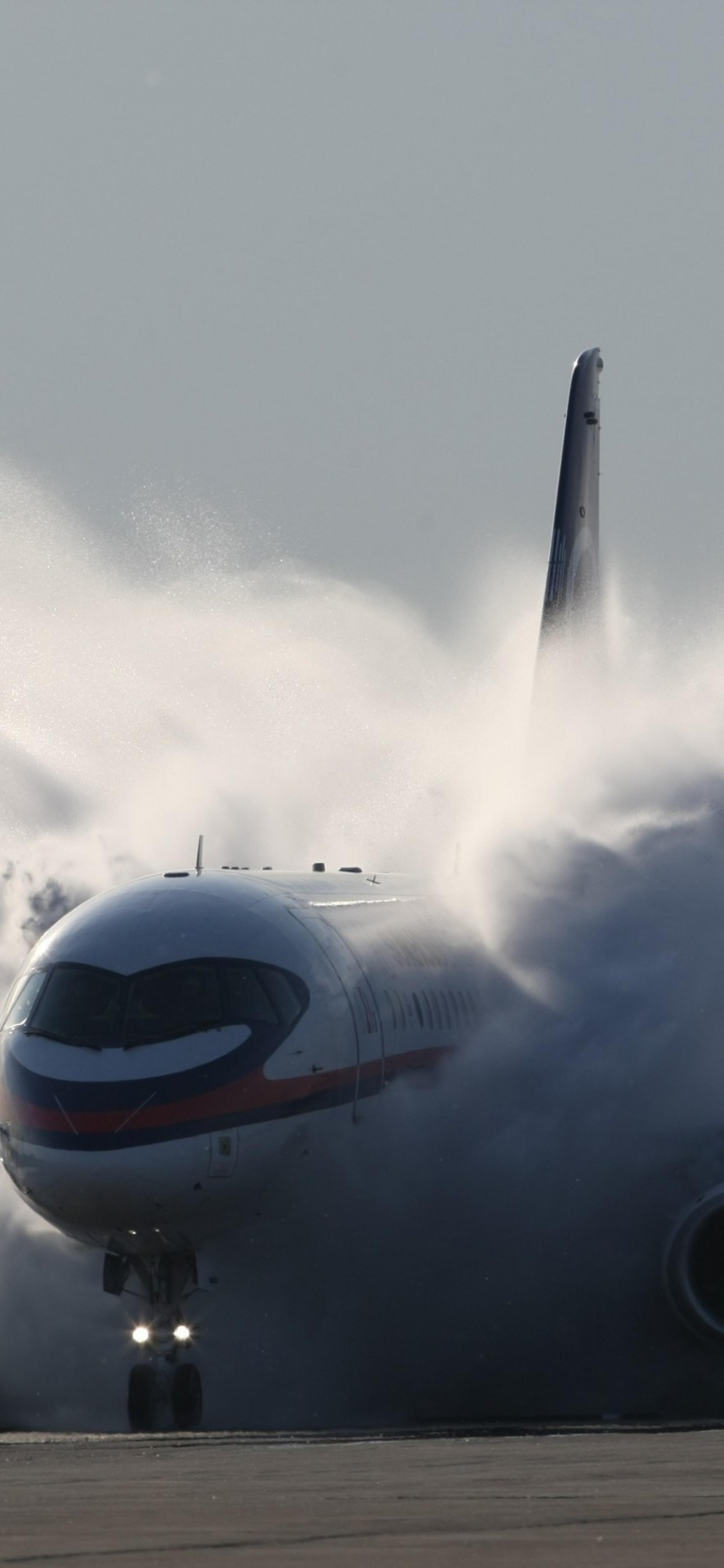 Airplane, Aircraft, Flight, Sukhoi Superjet 100, Aviation. Wallpaper in 1242x2688 Resolution