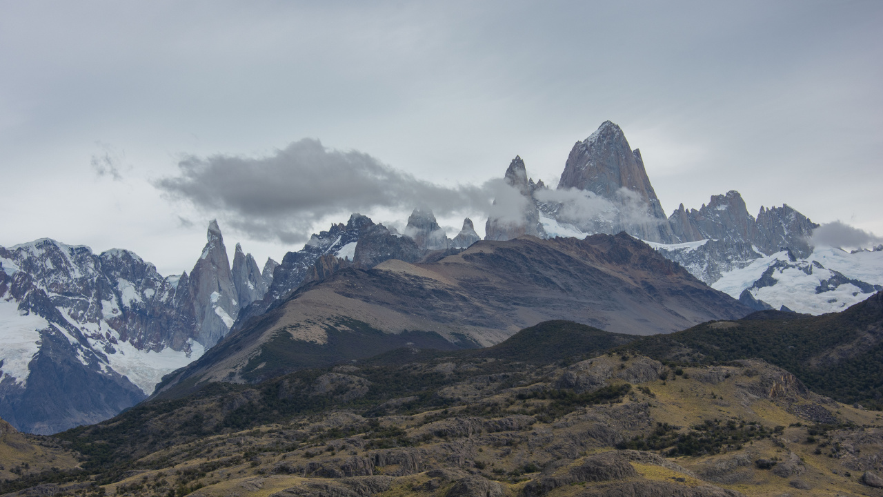 Fitz Roy, Bergkette, Bergigen Landschaftsformen, Hochland, Grat. Wallpaper in 1280x720 Resolution