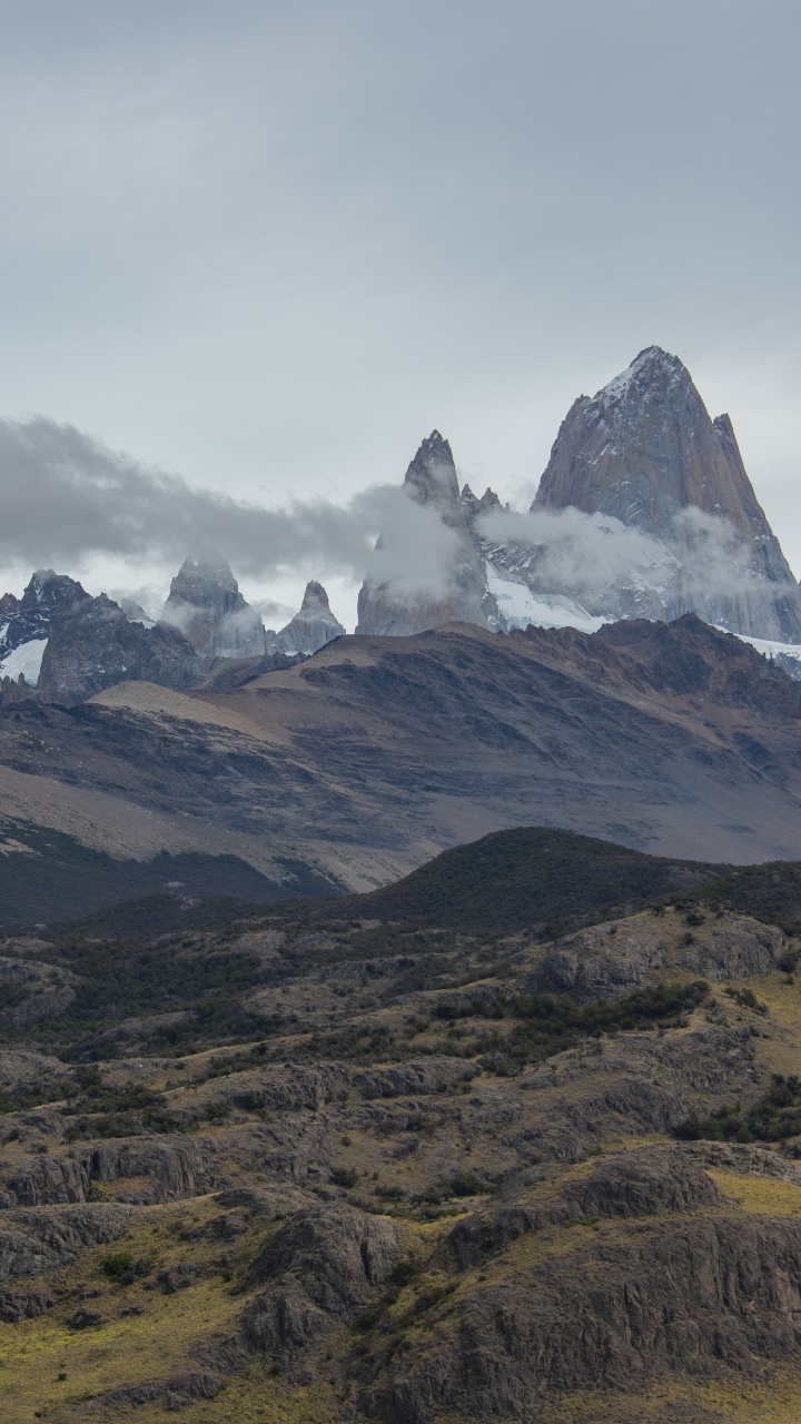 Fitz Roy, Bergkette, Bergigen Landschaftsformen, Hochland, Grat. Wallpaper in 720x1280 Resolution