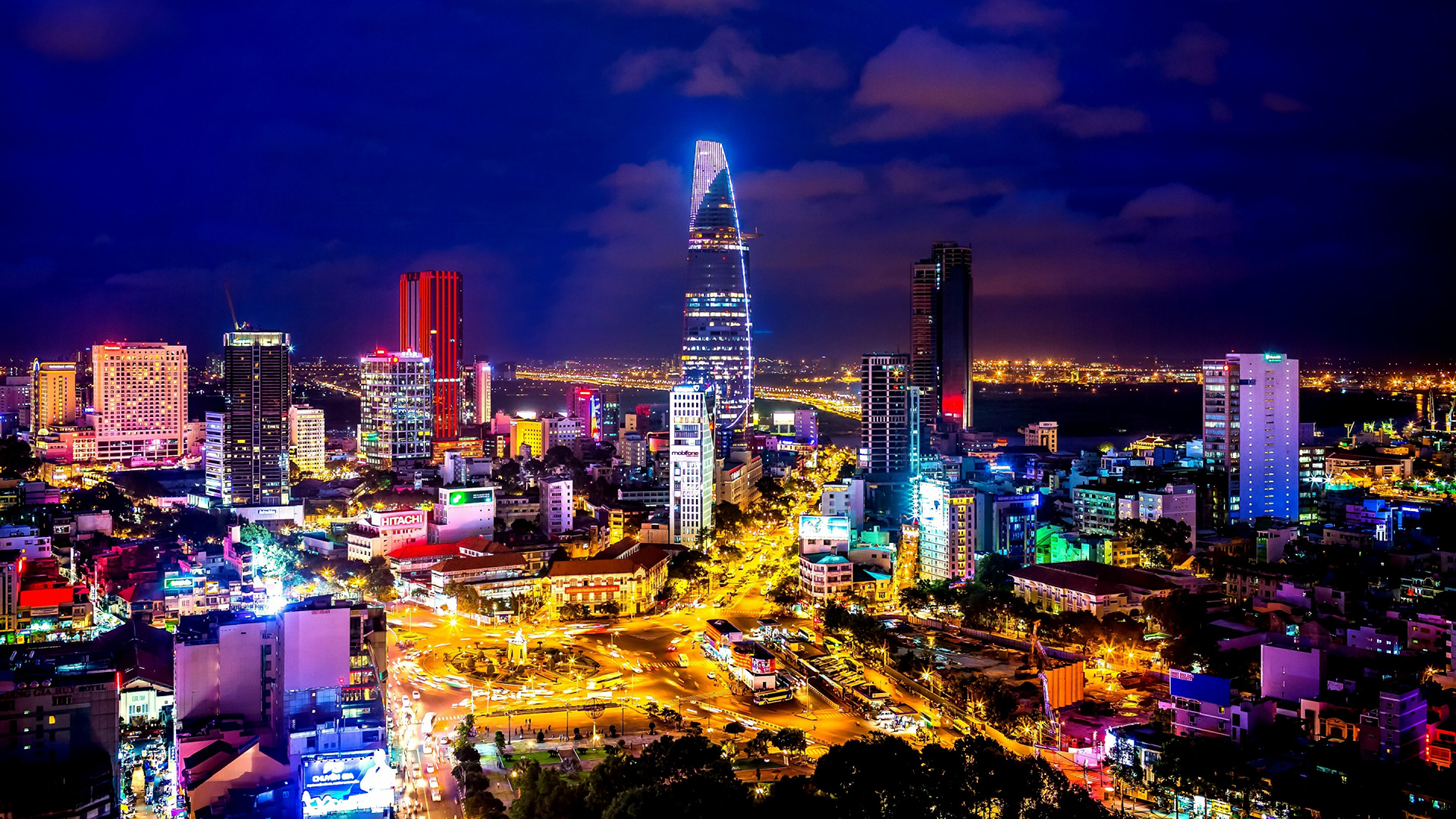 City Skyline During Night Time. Wallpaper in 1920x1080 Resolution
