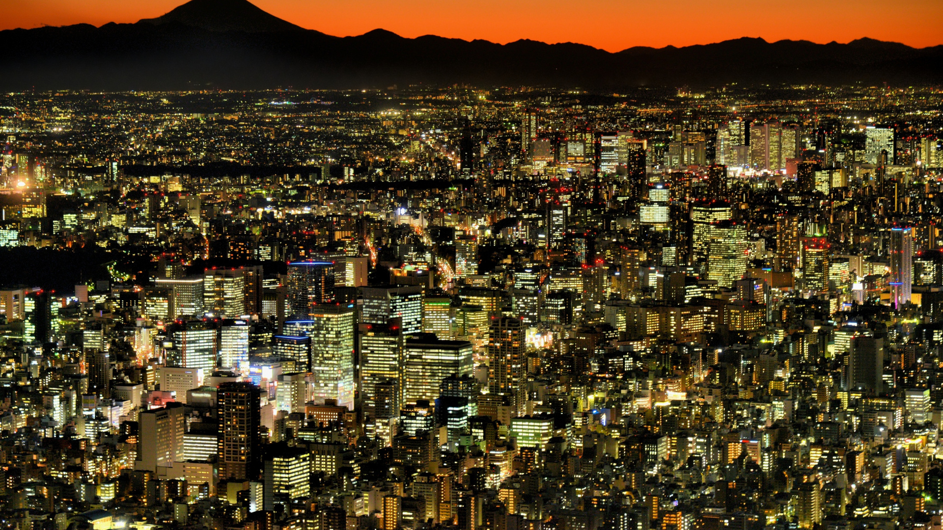 Horizonte de la Ciudad Durante la Noche. Wallpaper in 1920x1080 Resolution